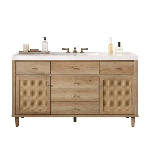 Virubi 60 in Farmhouse Bathroom Vanity with Single Sink