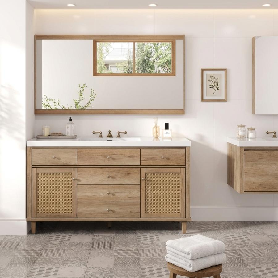 Virubi 60 in Farmhouse Bathroom Vanity with Single Sink